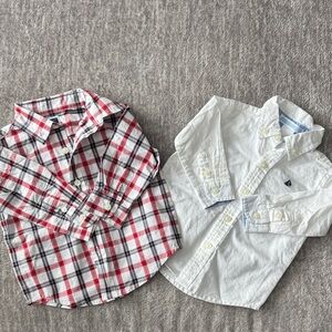 Janie and Jack Red Plaid and White Button Down Shirts